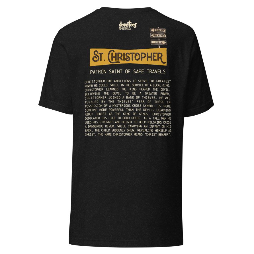 St. Christopher Unisex t-shirt - BLACK HEATHER - Image 5