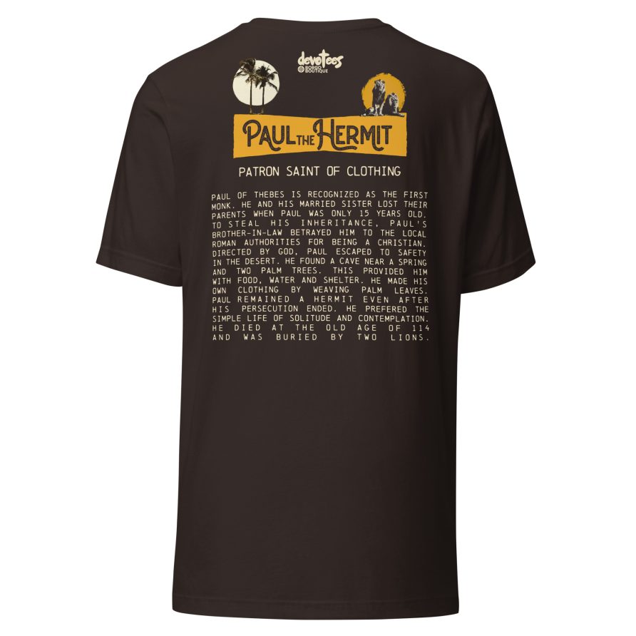 Paul the Hermit Unisex t-shirt - BROWN - Image 5