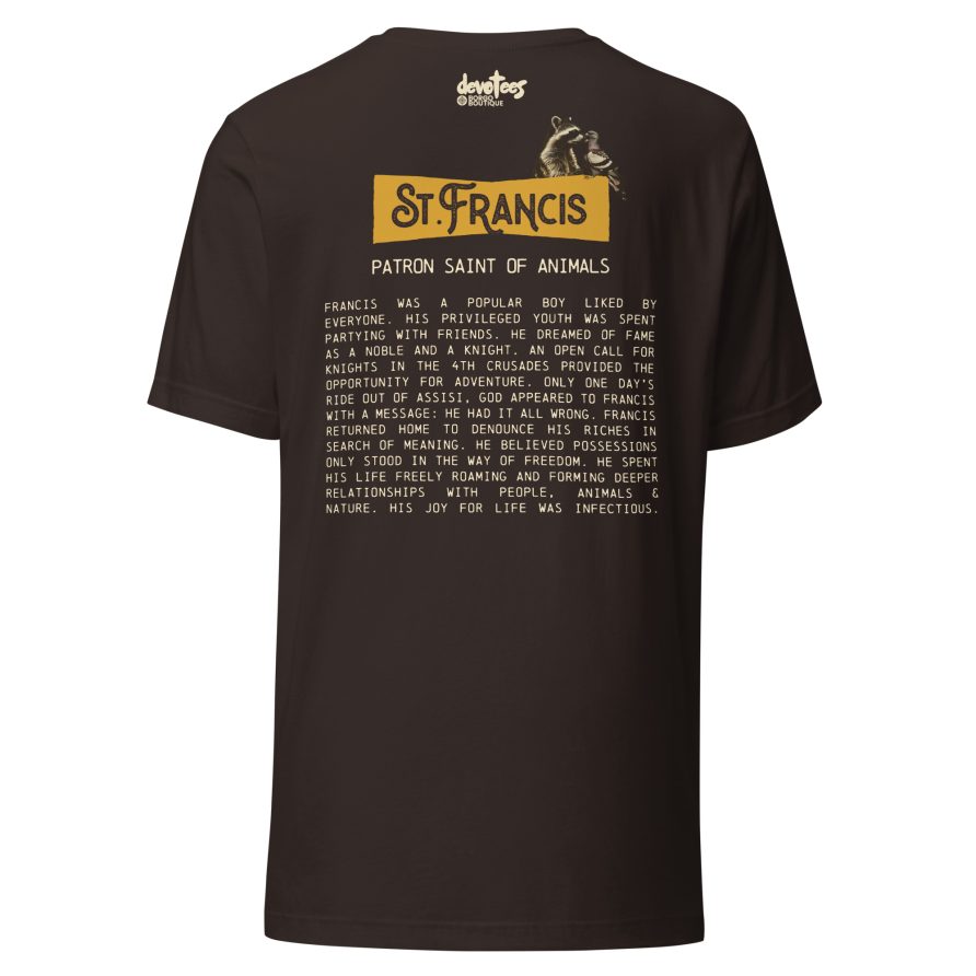 St. Francis Unisex t-shirt - BROWN - Image 5