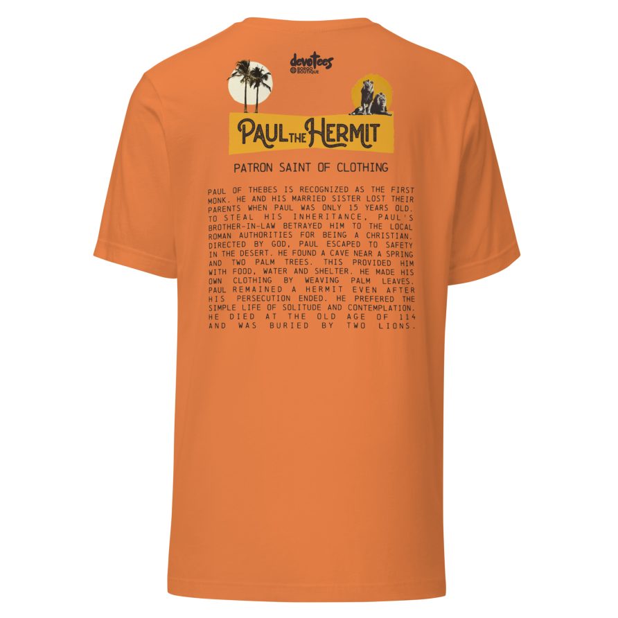 Paul the Hermit Unisex t-shirt - BURNT ORANGE - Image 5