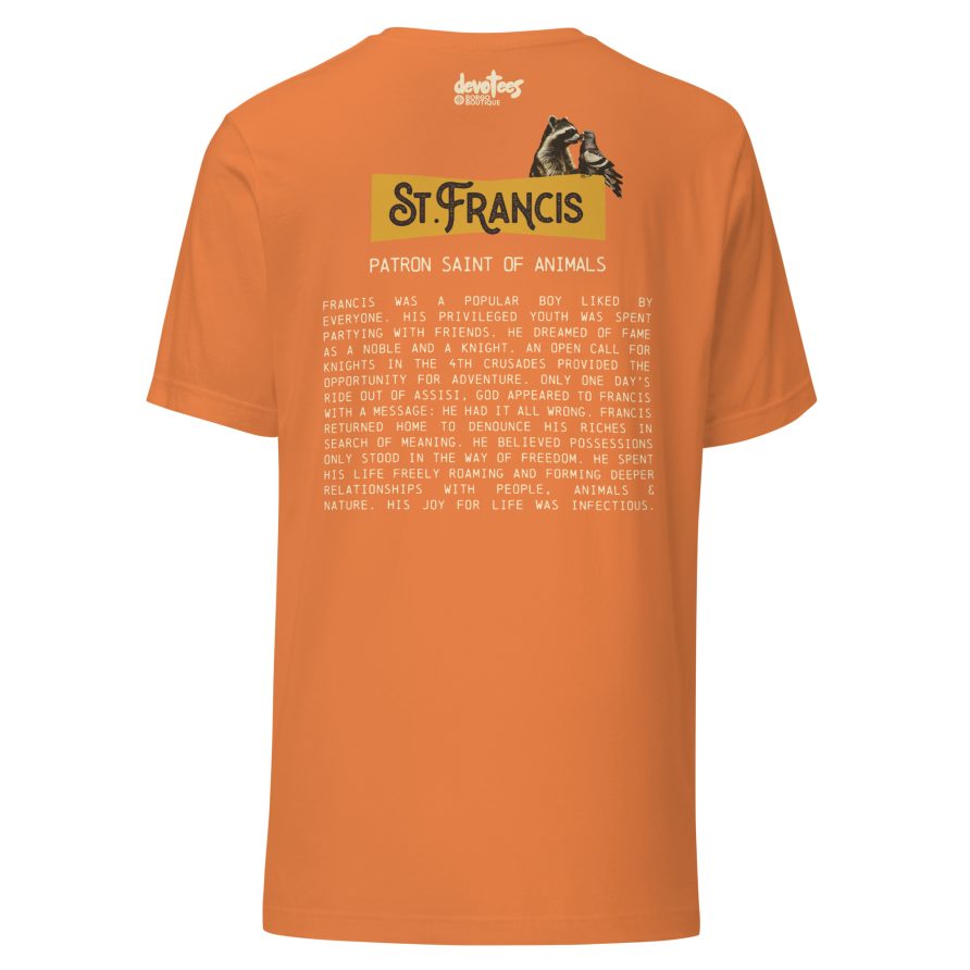 St. Francis Unisex t-shirt - BURNT ORANGE - Image 5