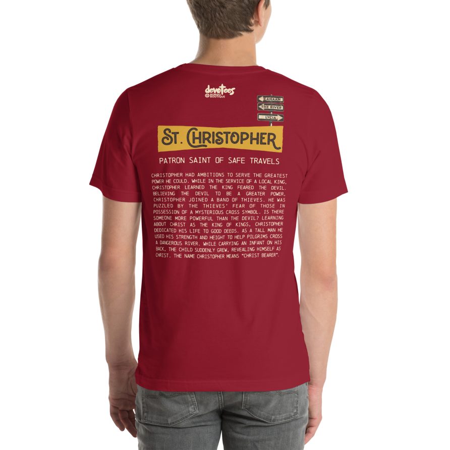 St. Christopher Unisex t-shirt - CARDINAL - Image 3