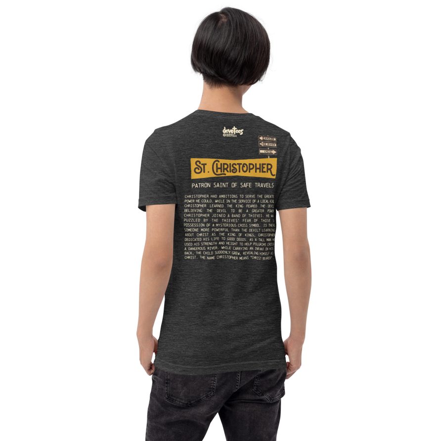 St. Christopher Unisex t-shirt - DARK GREY HEATHER - Image 3