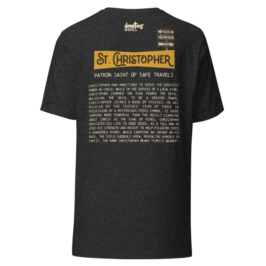 St. Christopher Unisex t-shirt - DARK GREY HEATHER - Image 5