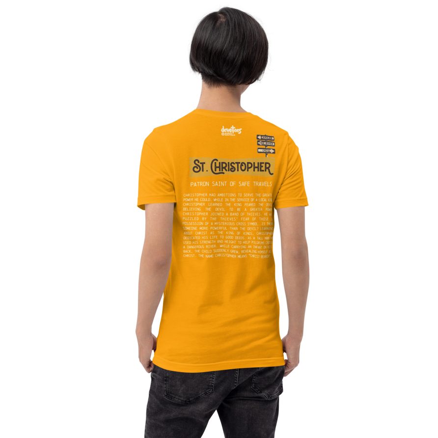 St. Christopher Unisex t-shirt – GOLD - Image 3