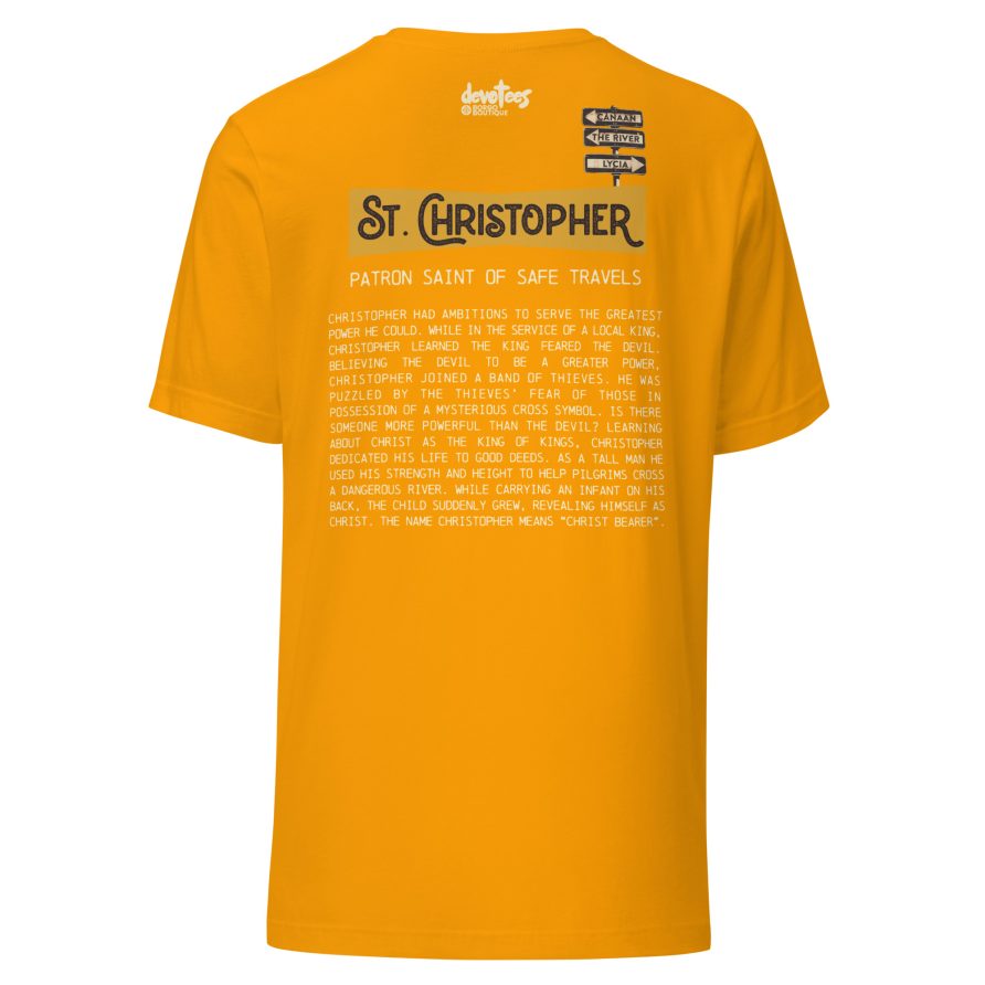 St. Christopher Unisex t-shirt – GOLD - Image 5