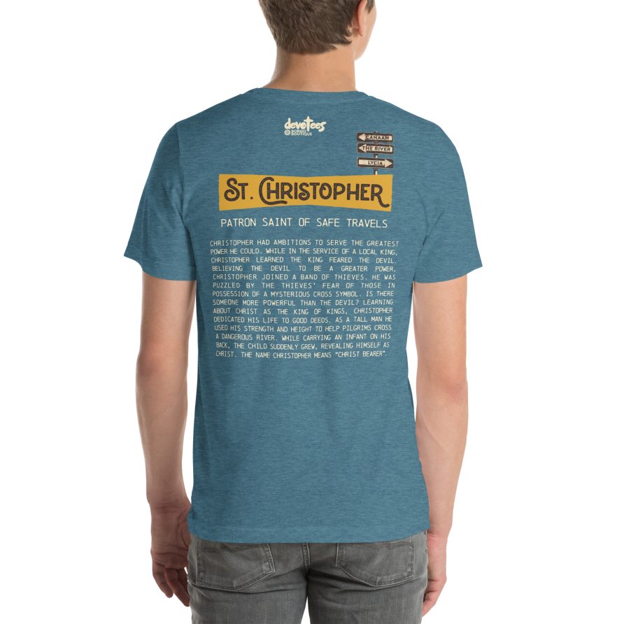 St. Christopher Unisex t-shirt - HEATHER DEEP TEAL - Image 3