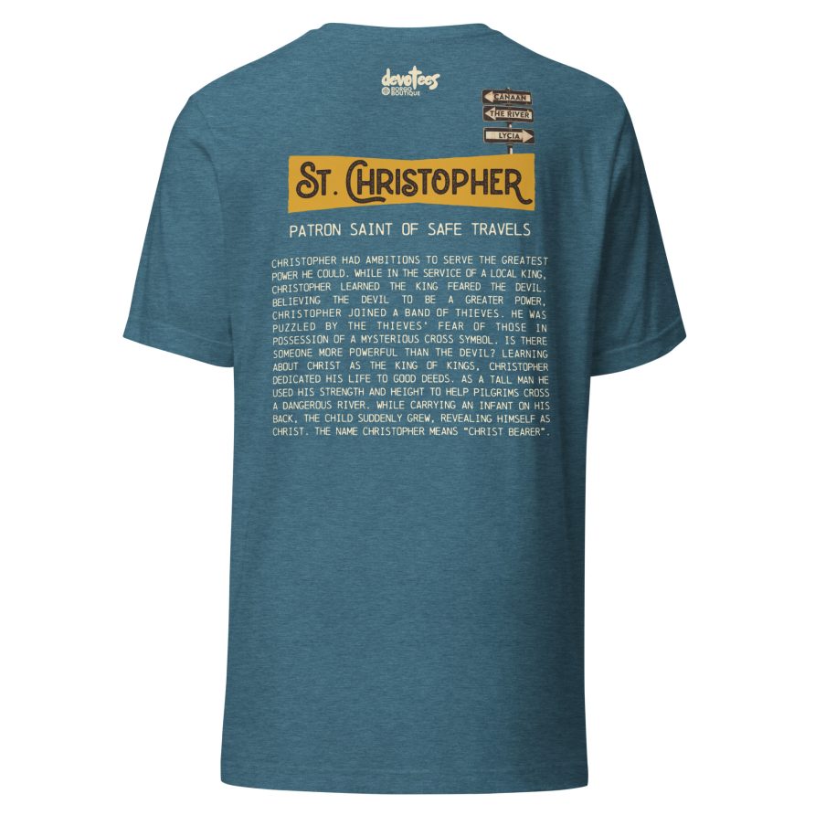 St. Christopher Unisex t-shirt - HEATHER DEEP TEAL - Image 5