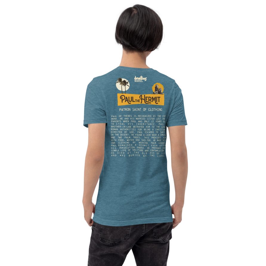 Paul the Hermit Unisex t-shirt - HEATHER DEEP TEAL - Image 3