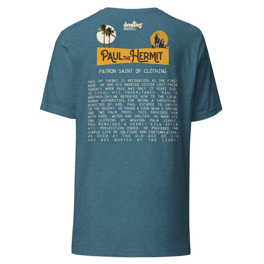 Paul the Hermit Unisex t-shirt - HEATHER DEEP TEAL - Image 5