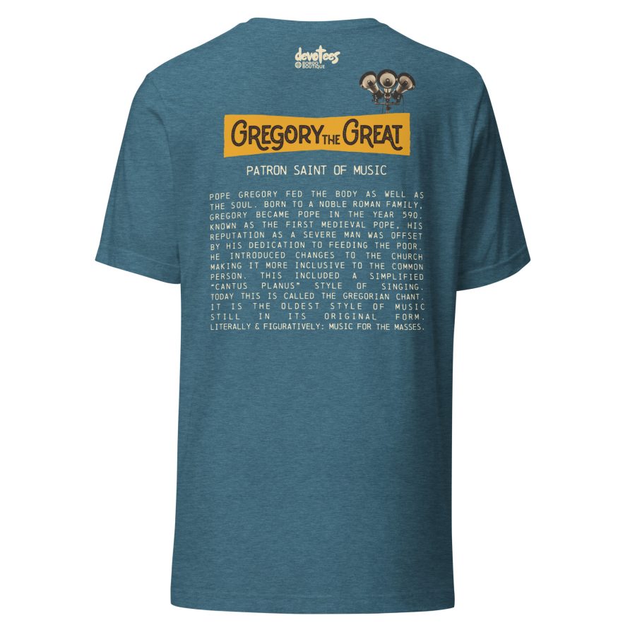 Gregory the Great Unisex t-shirt - HEATHER DEEP TEAL - Image 4
