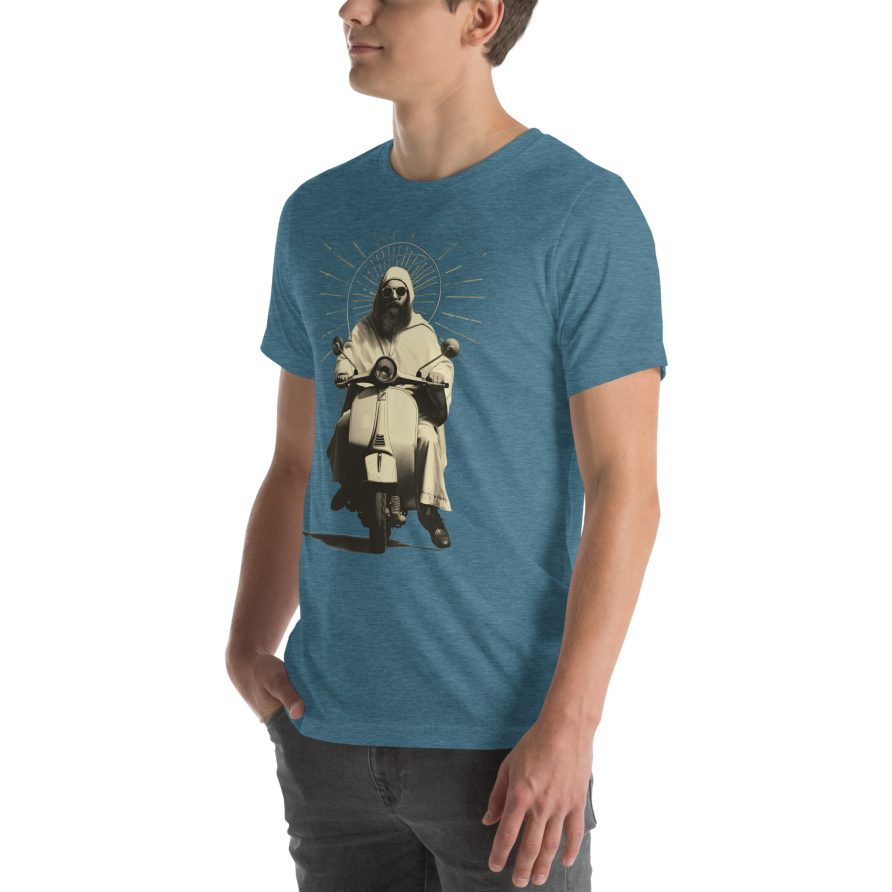 St. Christopher Unisex t-shirt - HEATHER DEEP TEAL - Image 2