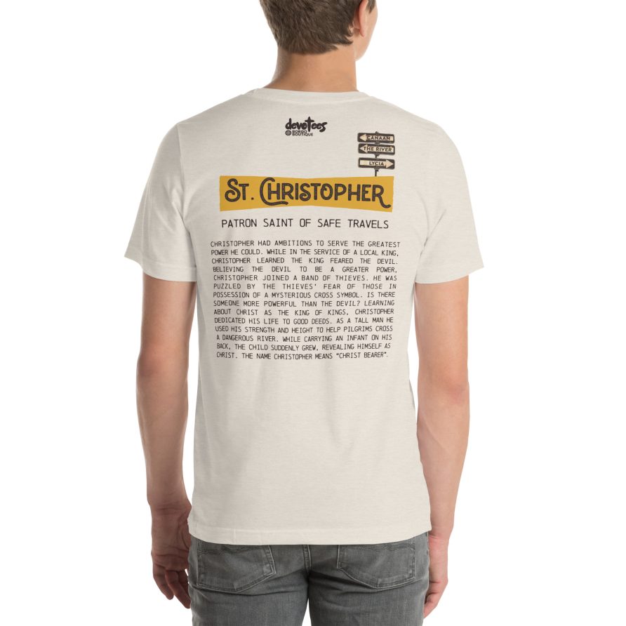 St. Christopher Unisex t-shirt - HEATHER DUST - Image 3