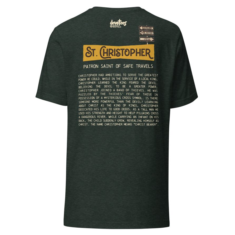 St. Christopher Unisex t-shirt - HEATHER FOREST GREEN - Image 5