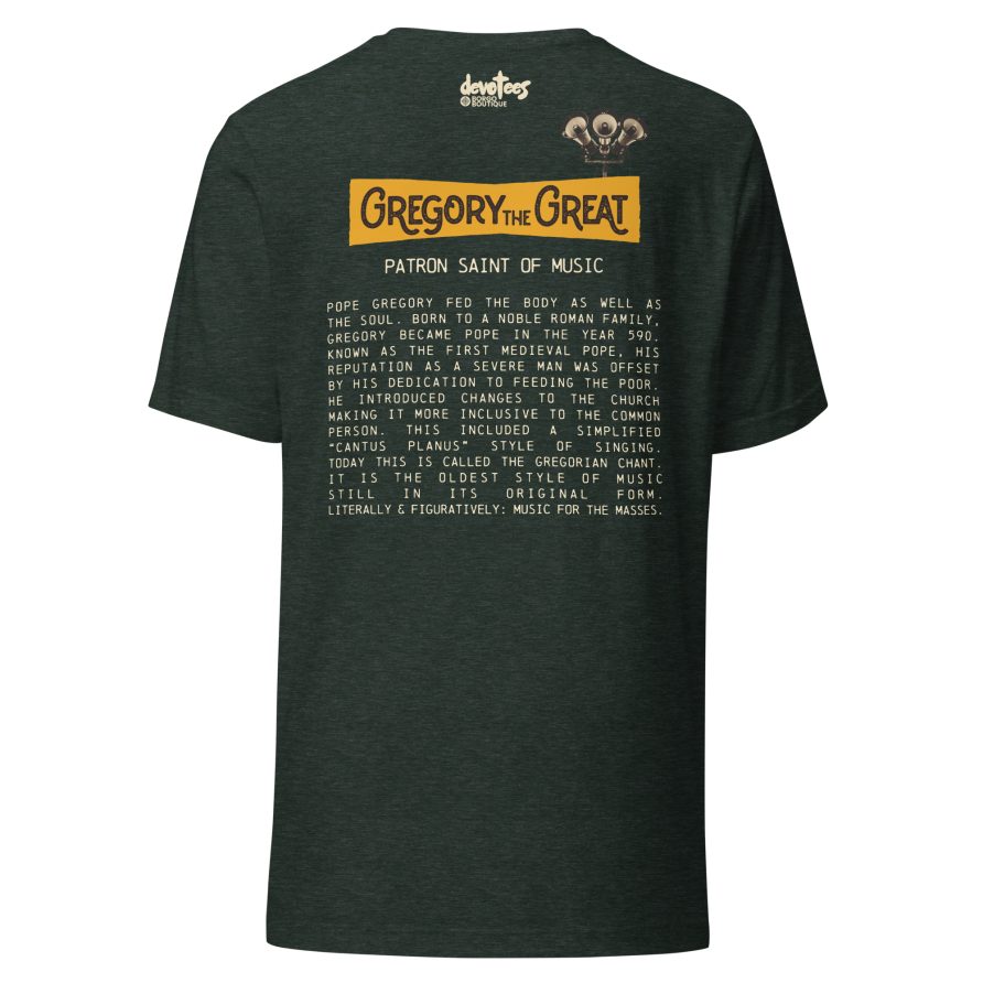 Gregory the Great Unisex t-shirt - HEATHER FOREST GREEN - Image 5
