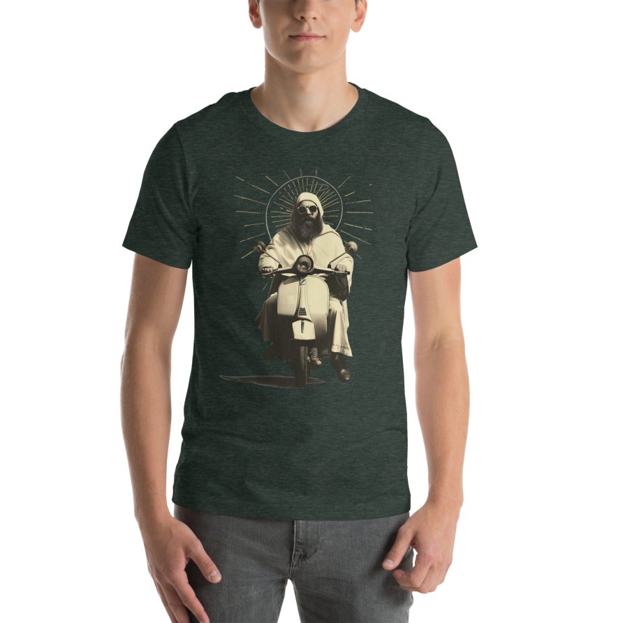 St. Christopher Unisex t-shirt - HEATHER FOREST GREEN - Image 2