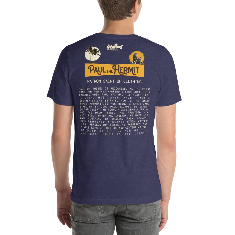 Paul the Hermit Unisex t-shirt - HEATHER MIDNIGHT NAVY - Image 2