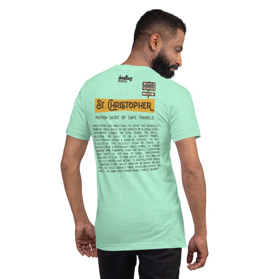 St. Christopher Unisex t-shirt - HEATHER MINT GREEN - Image 3