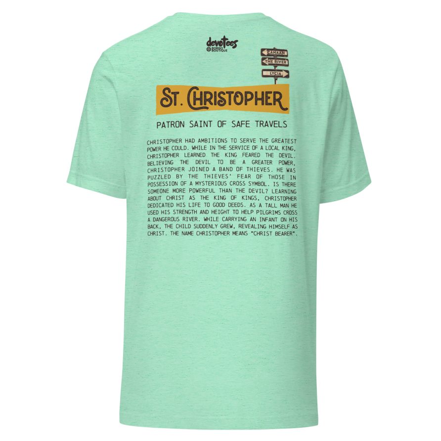 St. Christopher Unisex t-shirt - HEATHER MINT GREEN - Image 5