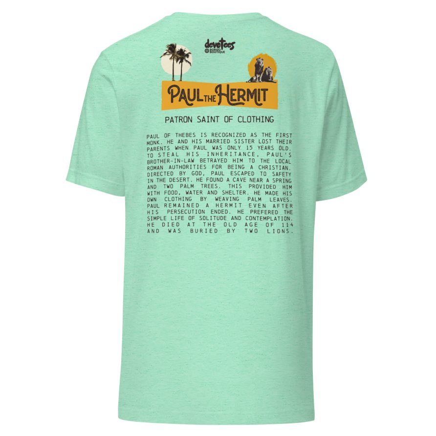 Paul the Hermit Unisex t-shirt - HEATHER MINT GREEN - Image 4