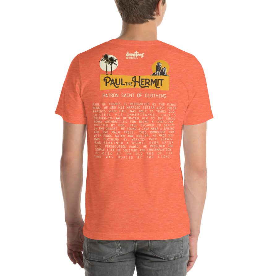 Paul the Hermit Unisex t-shirt - HEATHER ORANGE - Image 2
