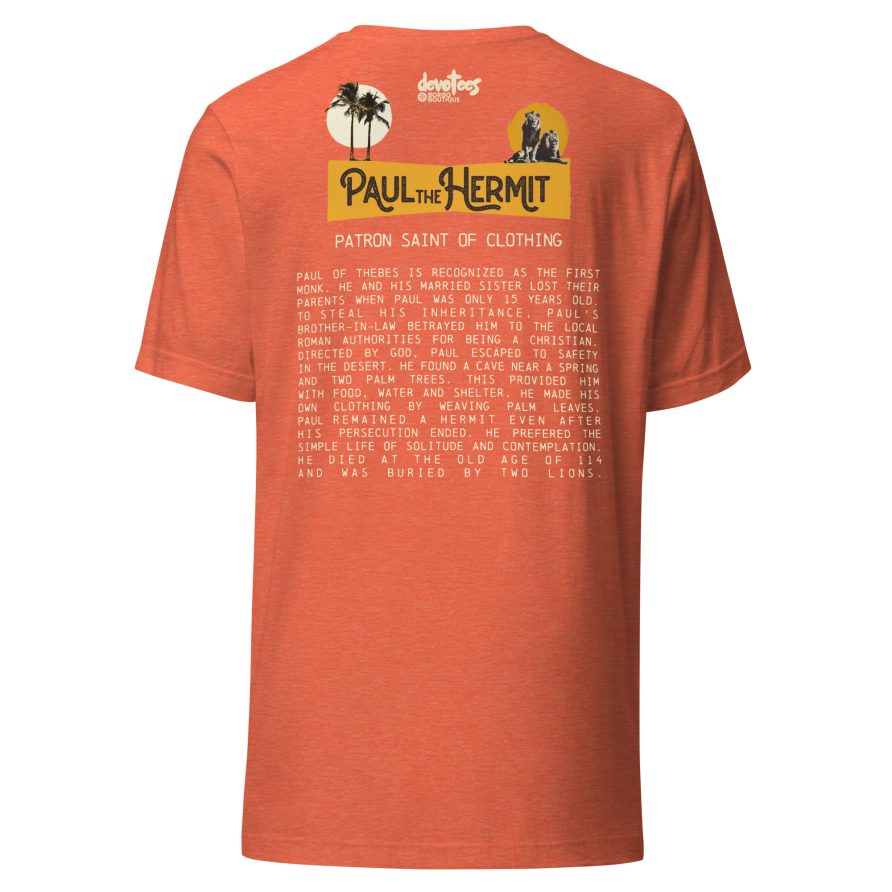 Paul the Hermit Unisex t-shirt - HEATHER ORANGE - Image 5