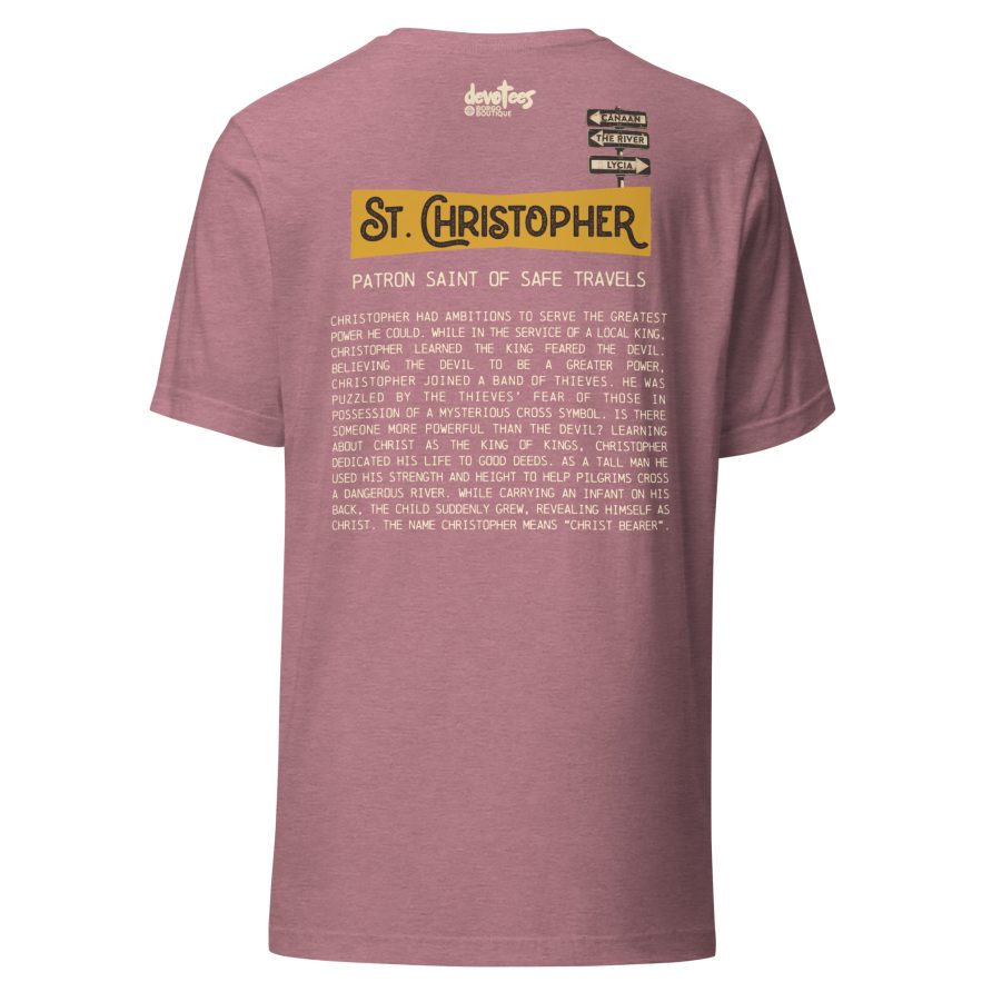 St. Christopher Unisex t-shirt – HEATHER ORCHID - Image 5