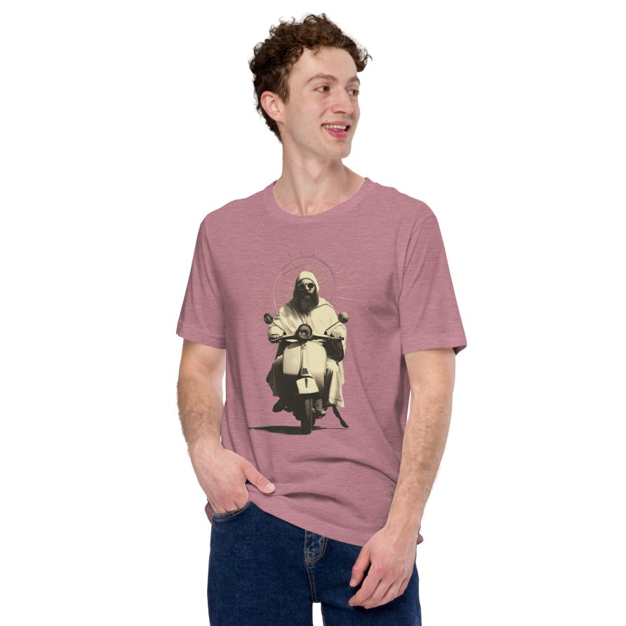 St. Christopher Unisex t-shirt – HEATHER ORCHID - Image 2