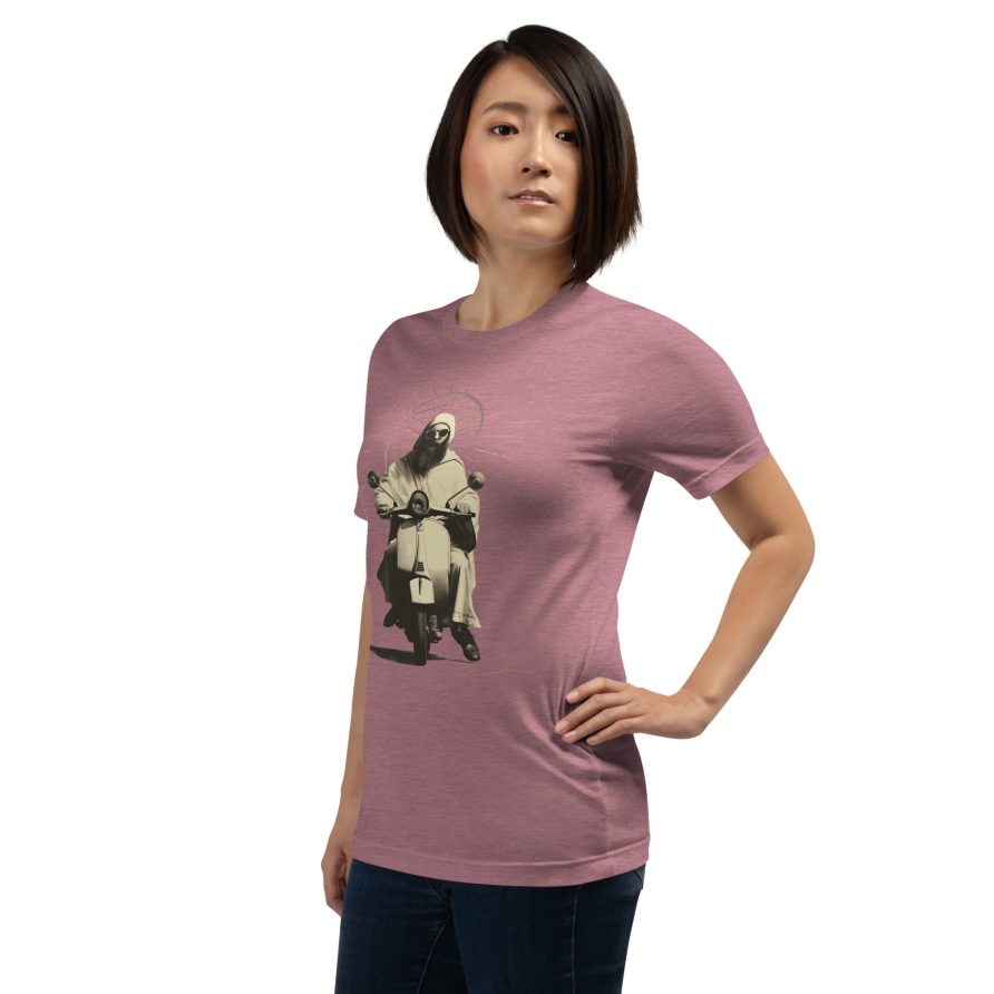 St. Christopher Unisex t-shirt – HEATHER ORCHID - Image 4