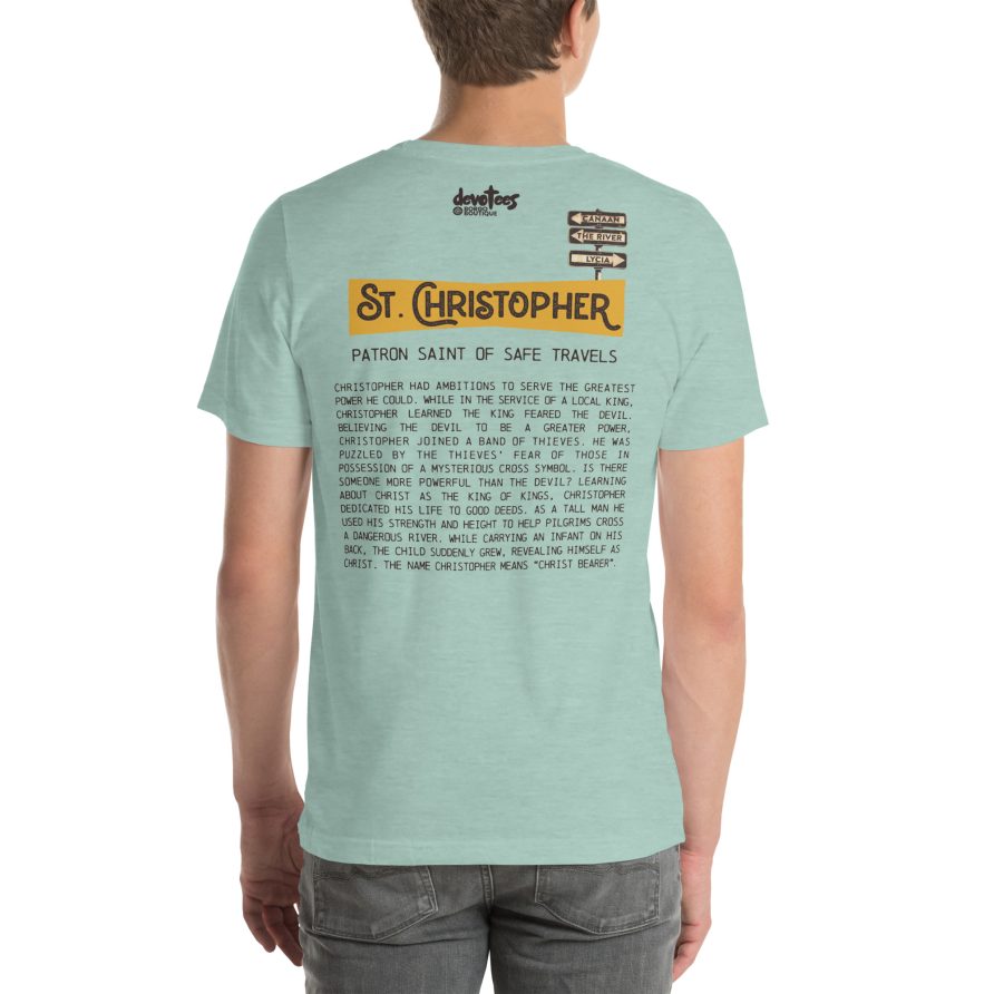 St. Christopher Unisex t-shirt – HEATHER PRISM DUSTY BLUE - Image 2