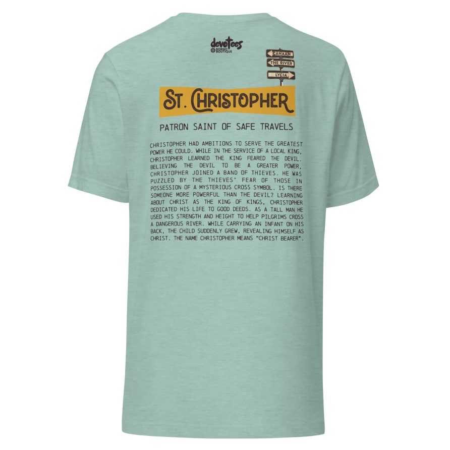St. Christopher Unisex t-shirt – HEATHER PRISM DUSTY BLUE - Image 4