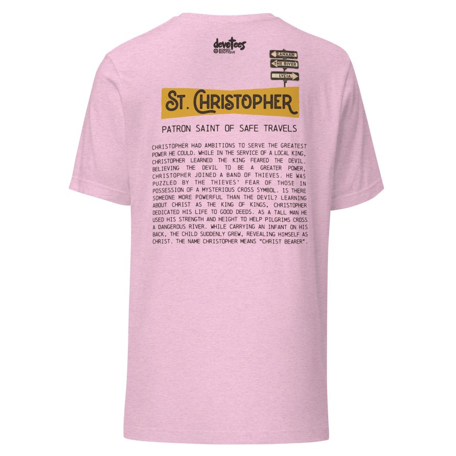 St. Christopher Unisex t-shirt – HEATHER PRISM LILAC - Image 5