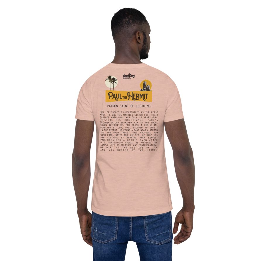 Paul the Hermit Unisex t-shirt - HEATHER PRISM PEACH - Image 4