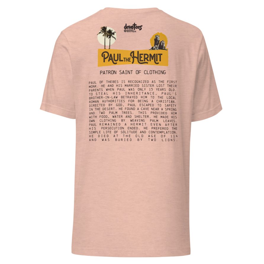 Paul the Hermit Unisex t-shirt - HEATHER PRISM PEACH - Image 5