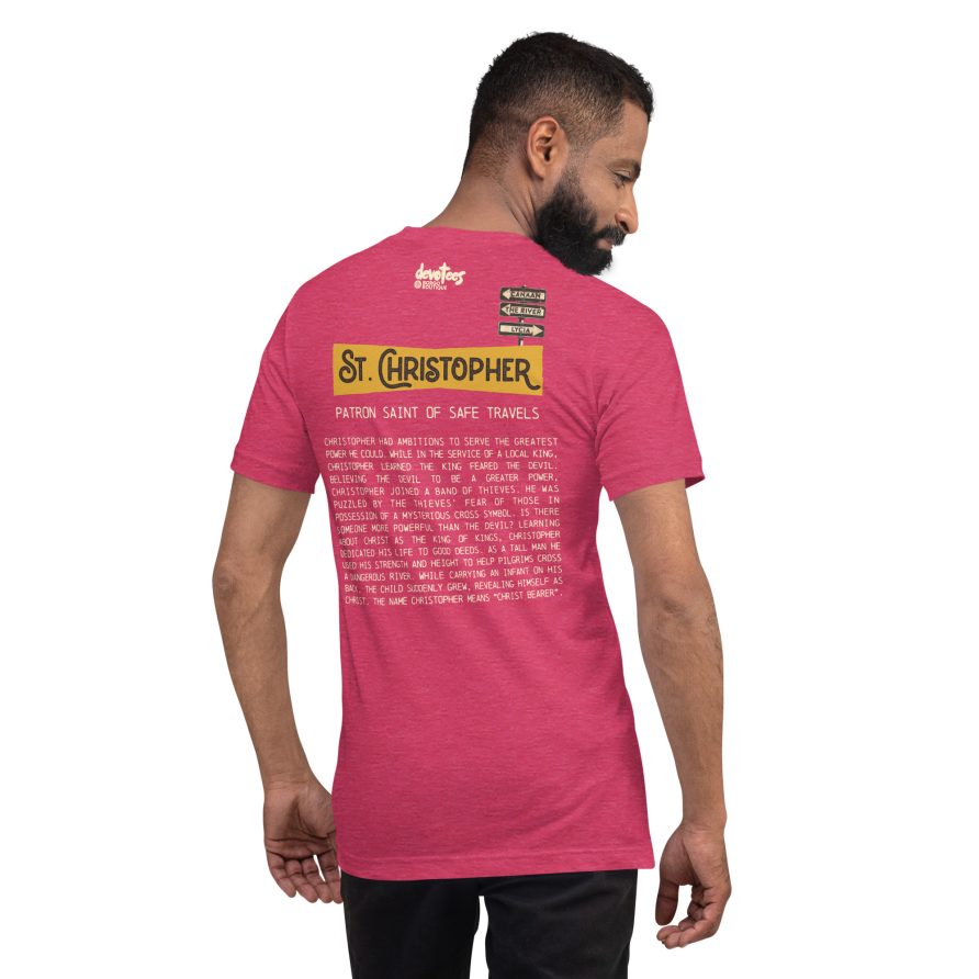 St. Christopher Unisex t-shirt - HEATHER RASPBERRY - Image 3