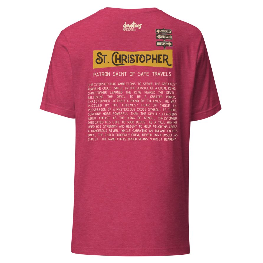 St. Christopher Unisex t-shirt - HEATHER RASPBERRY - Image 5