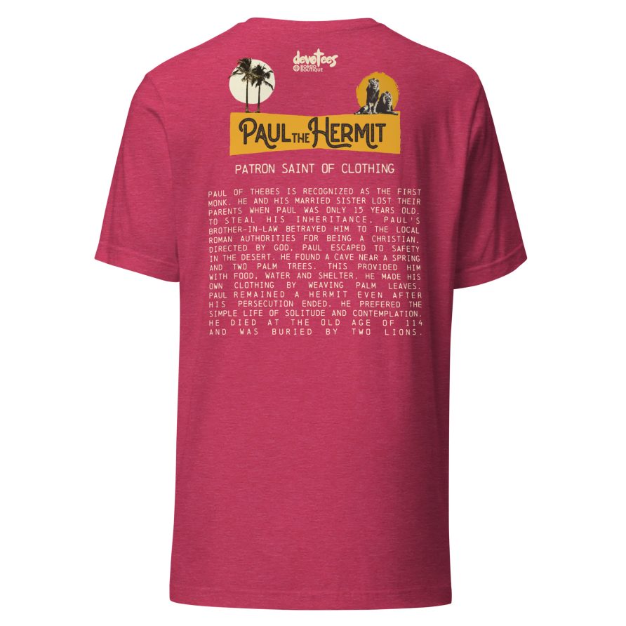 Paul the Hermit Unisex t-shirt - HEATHER RASPBERRY - Image 5