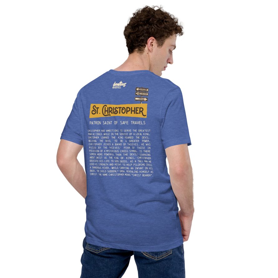 St. Christopher Unisex t-shirt - HEATHER TRUE ROYAL - Image 3