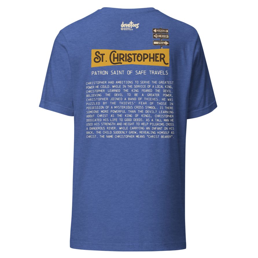 St. Christopher Unisex t-shirt - HEATHER TRUE ROYAL - Image 4