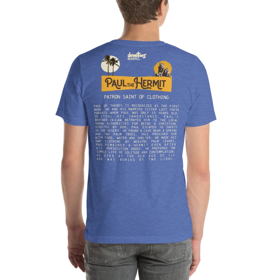 Paul the Hermit Unisex t-shirt - HEATHER TRUE ROYAL - Image 3