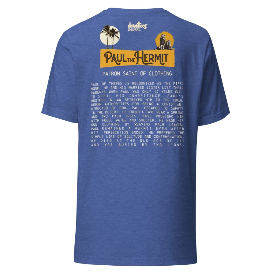 Paul the Hermit Unisex t-shirt - HEATHER TRUE ROYAL - Image 4
