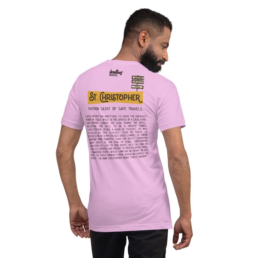 St. Christopher Unisex t-shirt – LILAC - Image 3