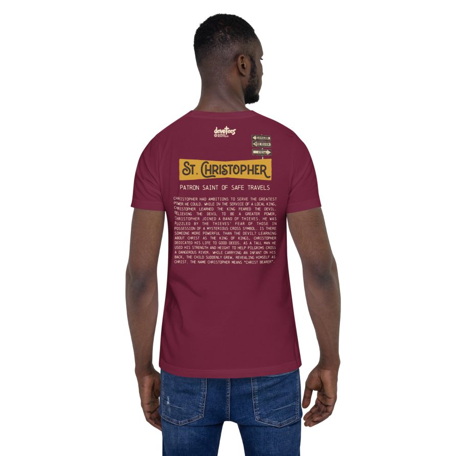 St. Christopher Unisex t-shirt - MAROON - Image 3