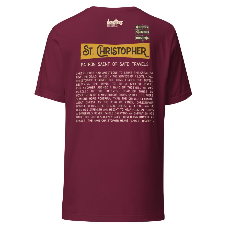 St. Christopher Unisex t-shirt - MAROON - Image 5
