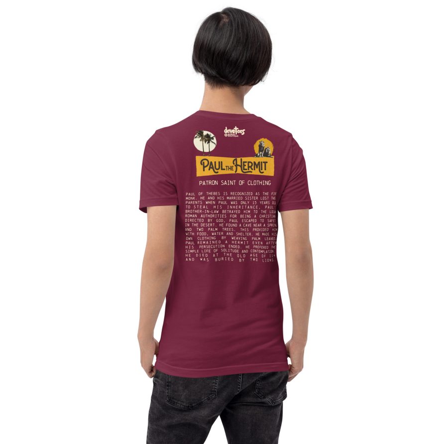Paul the Hermit Unisex t-shirt - MAROON - Image 3