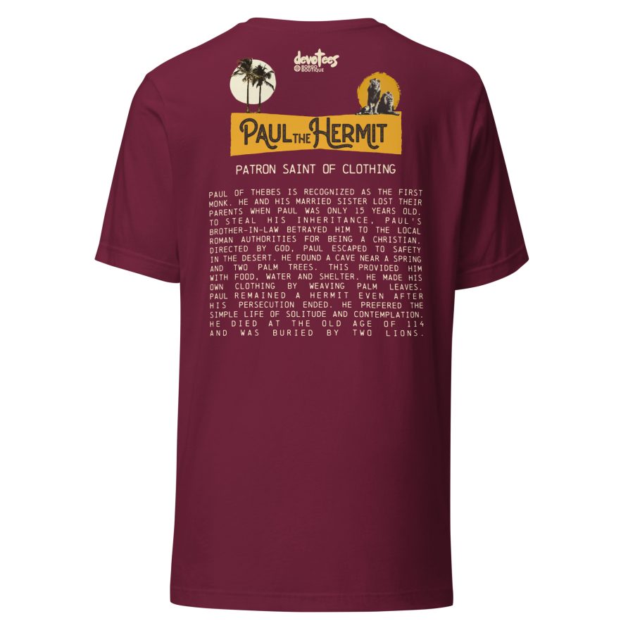 Paul the Hermit Unisex t-shirt - MAROON - Image 5