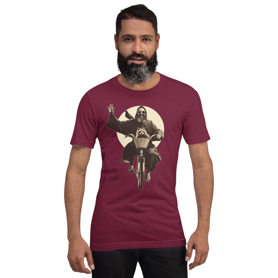 St. Francis Unisex t-shirt - MAROON - Image 2