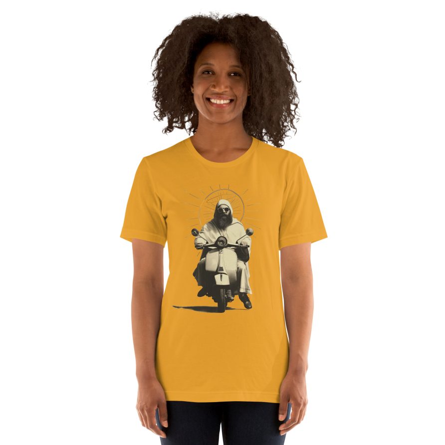 St. Christopher Unisex t-shirt – MUSTARD - Image 2
