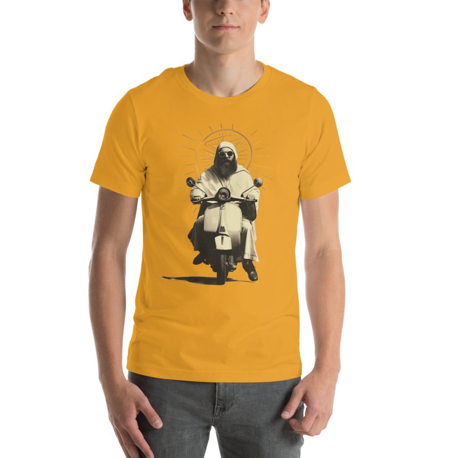 St. Christopher Unisex t-shirt – MUSTARD - Image 3