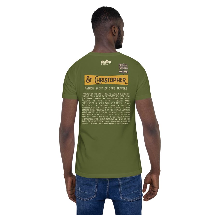 St. Christopher Unisex t-shirt - OLIVE - Image 3